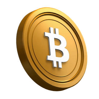 Geneigte Bitcoin-BTC-Münze als grafisches Element im Hero-Bereich