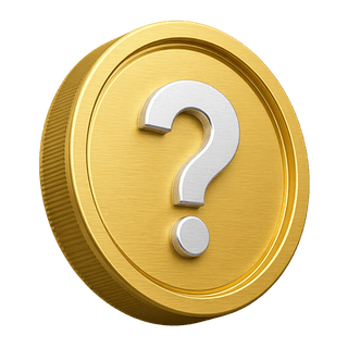 Als Schmuckelement auf der FAQ-Seite eine goldene 3D-Münze mit einem Fragezeichen
